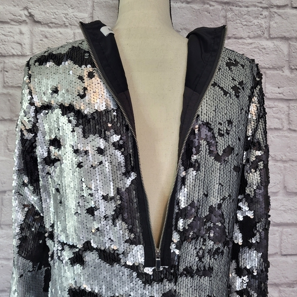 Elizabeth and James Revolve Danya black silver sequins 3/4 sleeve dress size XS - Picture 9 of 12